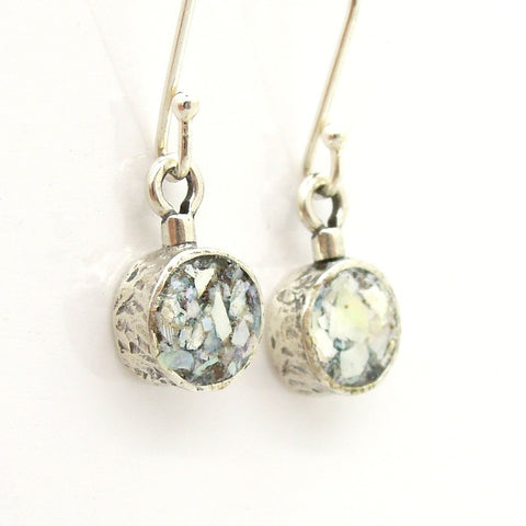 silver and gemstone roman earrings