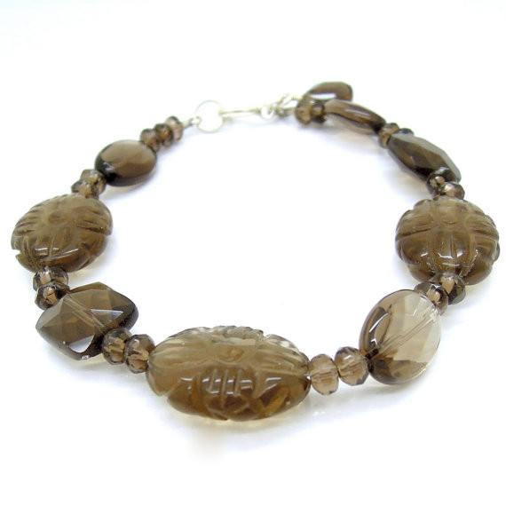 Bracelet - Smoky Quartz Bead Gemstone Bracelet