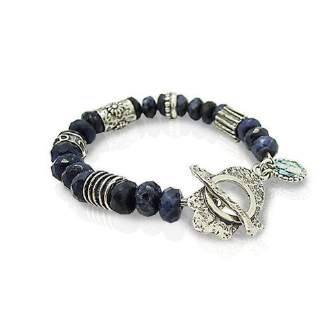 Bracelet - Sodalite Bracelet With A Hamsa Hand Closer And Flower Designed Links