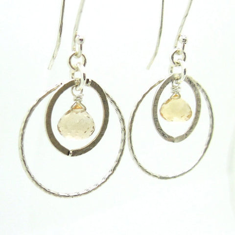 Earrings - Silver Earrings With Moonstone Chandelier Hanging