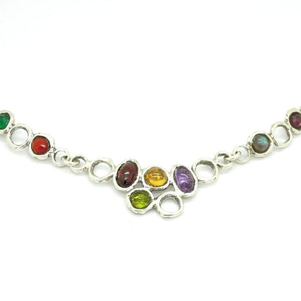 Necklace - Dazzling Gemstone Necklace Set In Sterling Silver