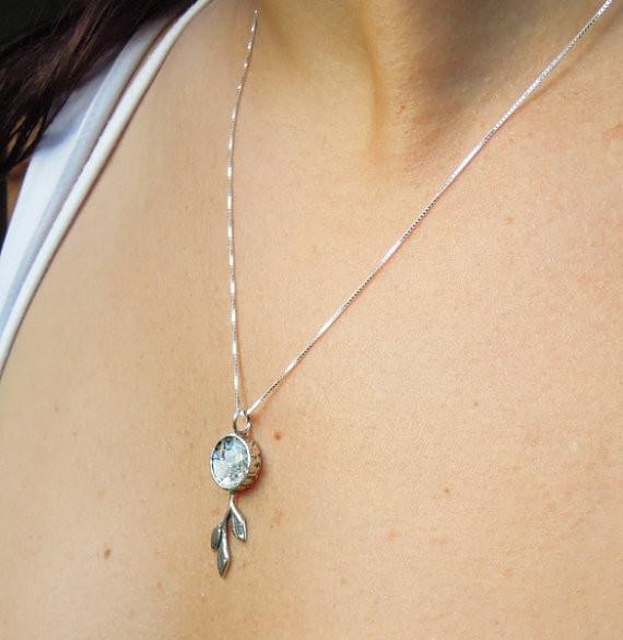 Necklace - Roman Glass And Silver Pendant - Tree Branch Design