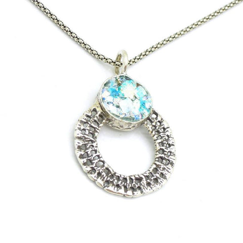 Pendant - Sterling Silver Necklace With Roman Glass