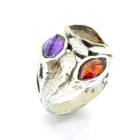 Ring - 3 Oval Gemstone Large Silver Ring
