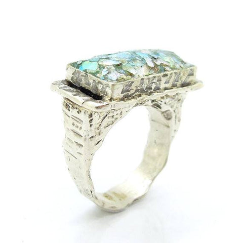 Ring - Silver Ring For Men With Roman Glass