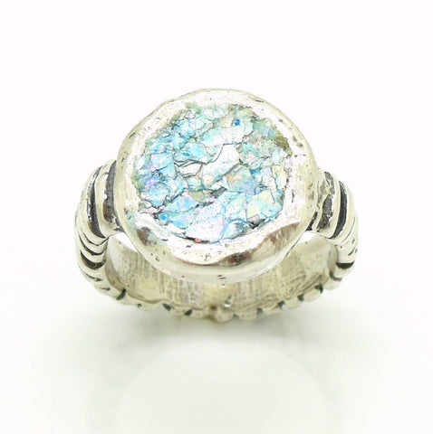 Ring - Unique Silver Ring With Roman Glass