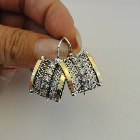 925 Long Garnet Earrings, Handmade 9K yellow Gold 925 Sterling Silver Garnet Earrings, Modern Earrings, Birthday Gift (sm 238e