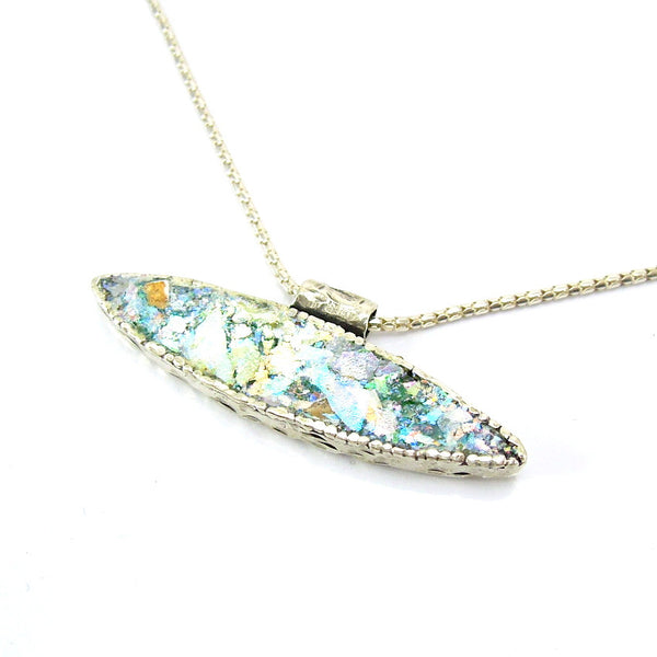 silver and roman glass pendant 