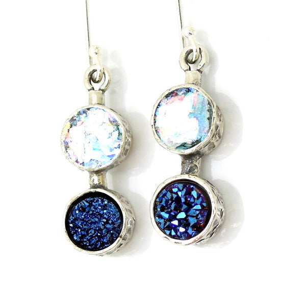 Blue druzy earrings