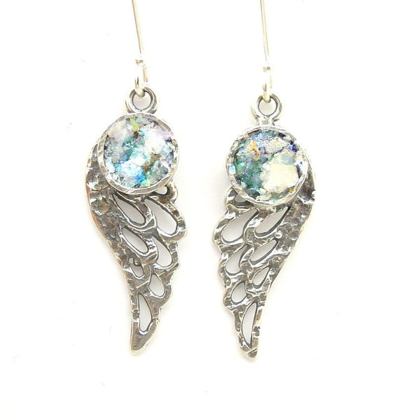 Earrings - Angel Wings Earrings With Roman Glass