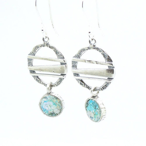 Earrings - Chandelier Silver Earrings With Roman Glass