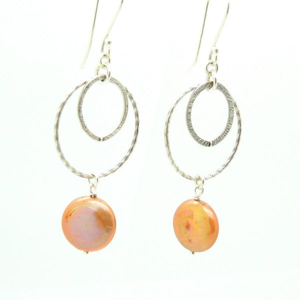 Earrings - Coin Pearl Chandelier Sterling Silver Earrings