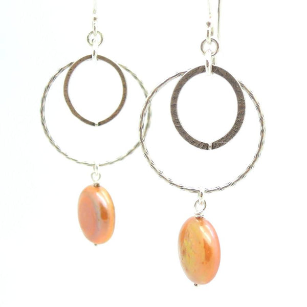 Earrings - Coin Pearl Chandelier Sterling Silver Earrings
