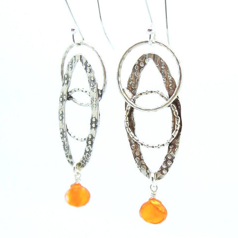 Earrings - Cornelian Oval Sterling Silver Earrings