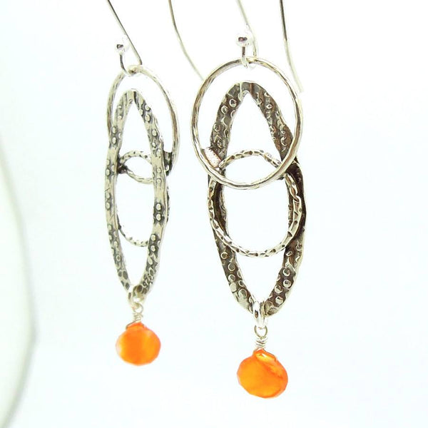 Earrings - Cornelian Oval Sterling Silver Earrings