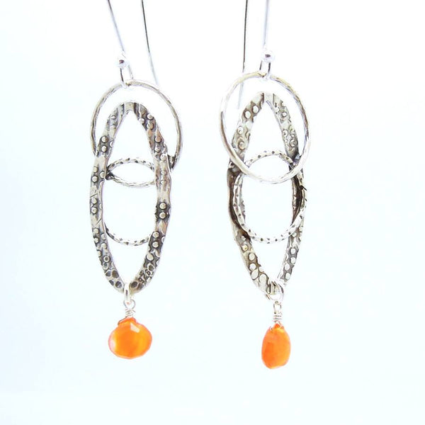 Earrings - Cornelian Oval Sterling Silver Earrings