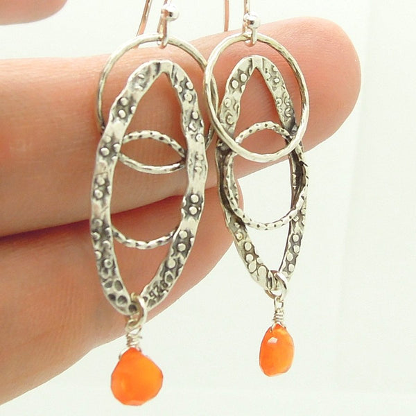 Earrings - Cornelian Oval Sterling Silver Earrings