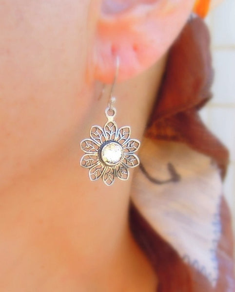 Earrings - Flower Shaped Roman Glass Earrings