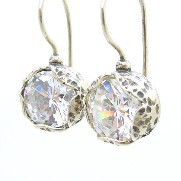Earrings - Flower Shaped Roman Glass Earrings In Sterling Silver