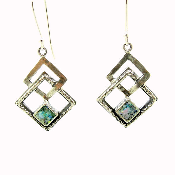 Earrings - Garnet Earrings With Gemstones Set In Sterling Silver