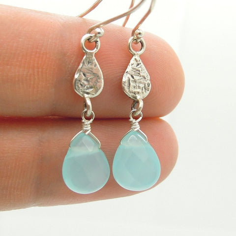 Earrings - Green Quartz Drop Sterling Silver Earrings