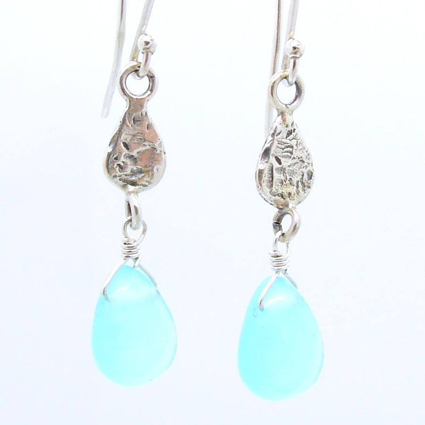 Earrings - Green Quartz Drop Sterling Silver Earrings