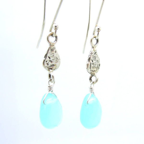 Earrings - Green Quartz Drop Sterling Silver Earrings