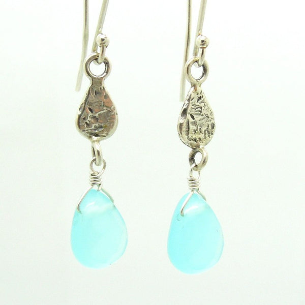 Earrings - Green Quartz Drop Sterling Silver Earrings
