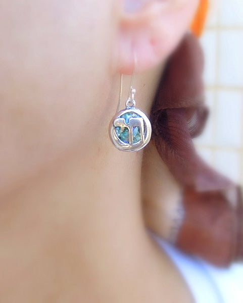 Earrings - Hai Hebrew Silver Pendant