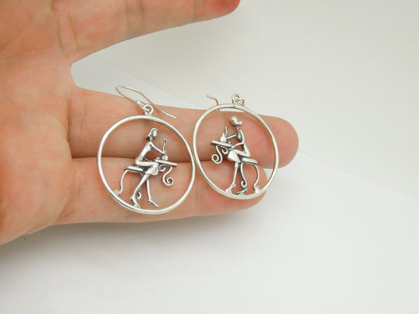 Earrings - Lady Getting Ready Sterling Silver Earrings