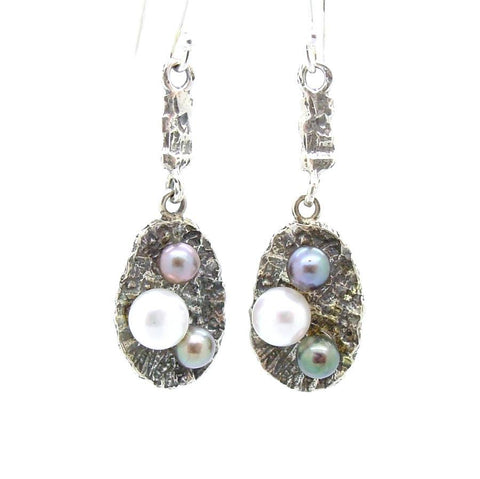 Earrings - Matching Set Pearl Earrings Set In Sterling Silver