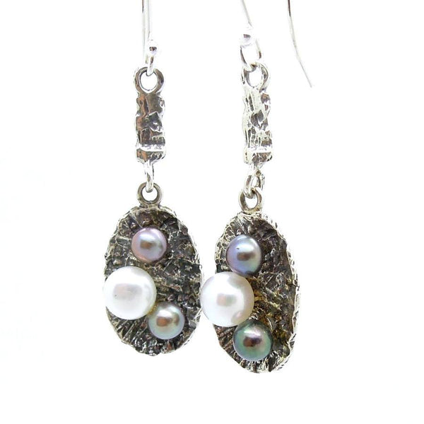 Earrings - Matching Set Pearl Earrings Set In Sterling Silver