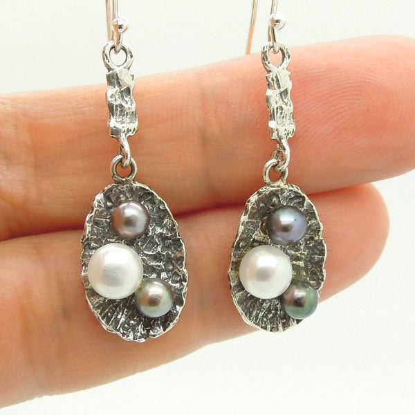 Earrings - Matching Set Pearl Earrings Set In Sterling Silver