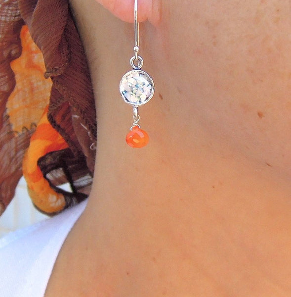 Earrings - Petite & Sweet Carnelian Glass Earrings