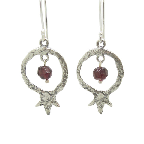 Earrings - Pomegranate And Garnet Earrings, Sterling Silver, Dangle Earrings