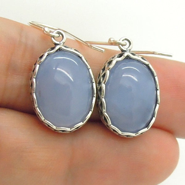 Earrings - Roman Glass And Silver Oval Earrings