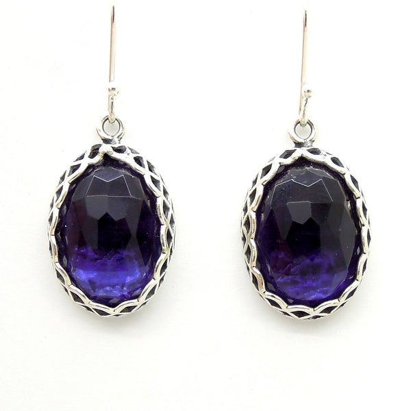 Earrings - Roman Glass And Silver Oval Earrings