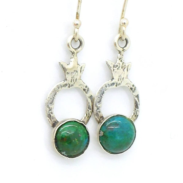 Earrings - Silver And Eliat Gemstone Earrings - Pomegranate Design