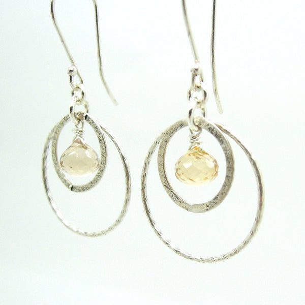 Earrings - Silver Earrings With Moonstone Chandelier Hanging