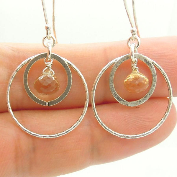 Earrings - Silver Earrings With Moonstone Chandelier Hanging