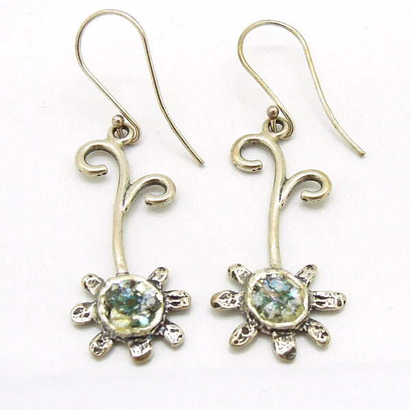 Earrings - Star Shaped Earrings Made Of Silver And Roman Glass