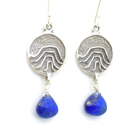 Earrings - Sweet Silver Earrings With Lapis Gemstones Hanging