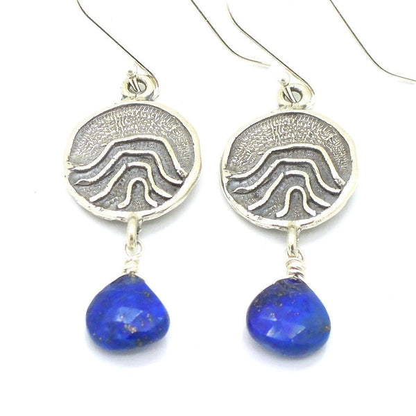 Earrings - Sweet Silver Earrings With Lapis Gemstones Hanging