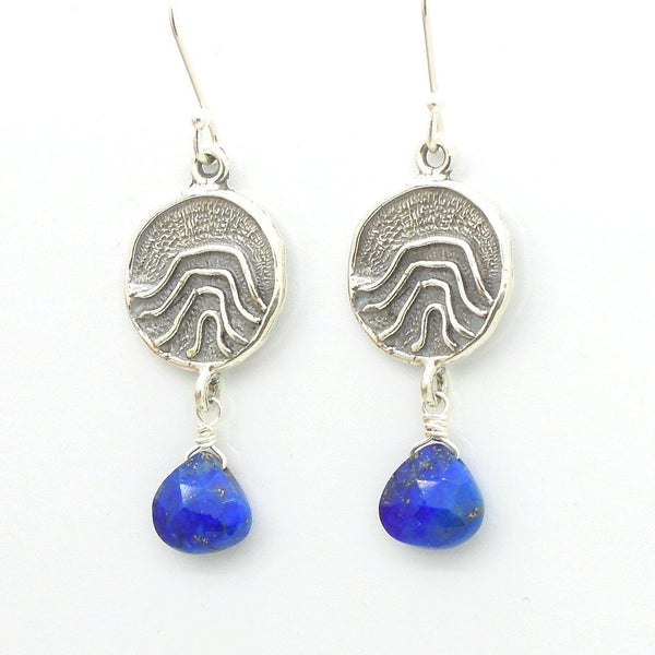 Earrings - Sweet Silver Earrings With Lapis Gemstones Hanging
