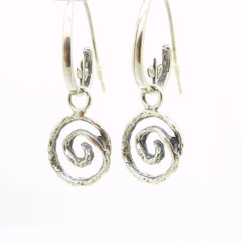 Earrings - Swirl Shaped Sterling Silver Dangle Earring