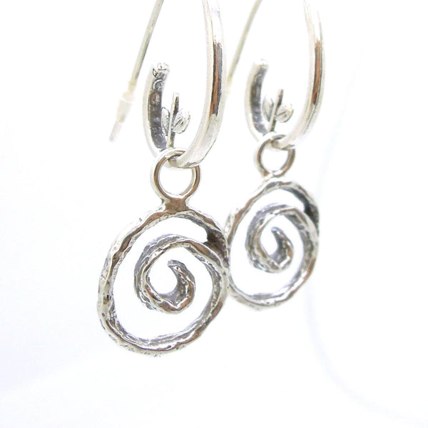 Earrings - Swirl Shaped Sterling Silver Dangle Earring