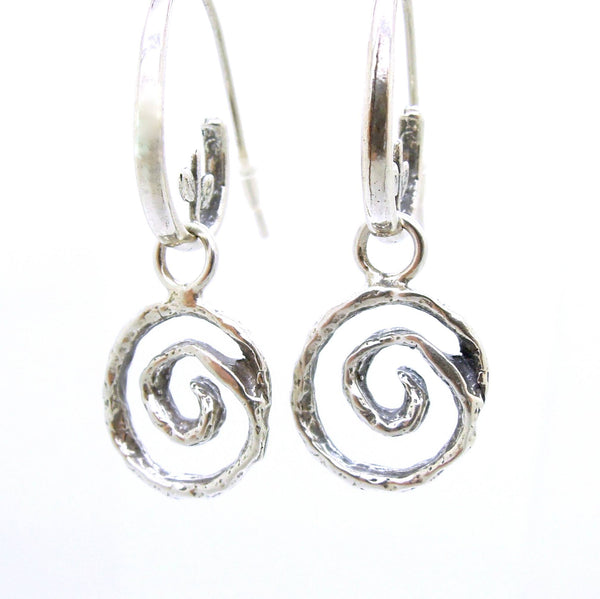 Earrings - Swirl Shaped Sterling Silver Dangle Earring