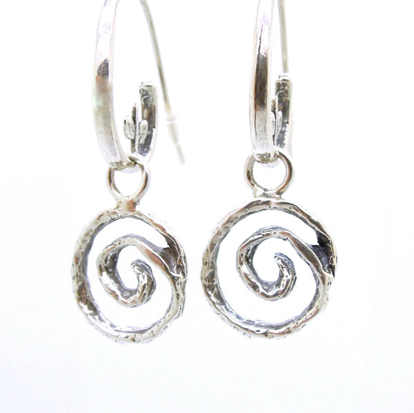 Earrings - Swirl Shaped Sterling Silver Dangle Earring