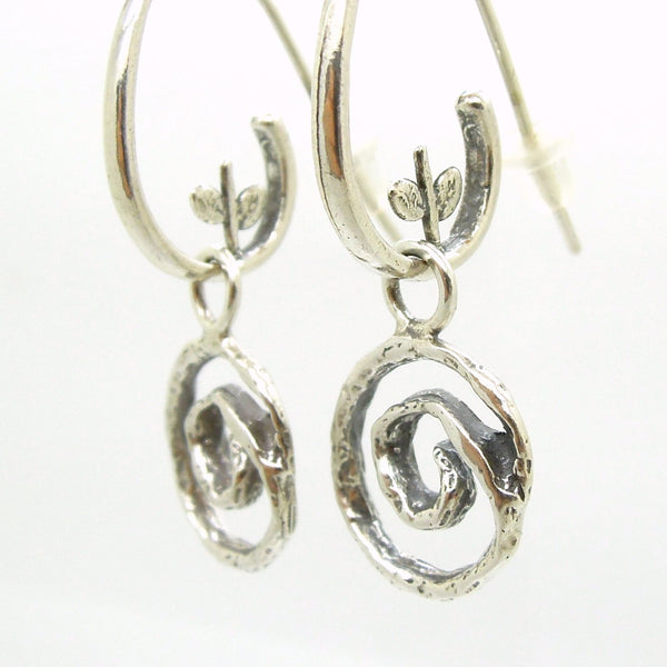 Earrings - Swirl Shaped Sterling Silver Dangle Earring