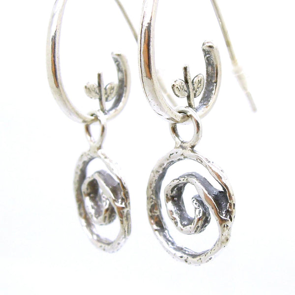 Earrings - Swirl Shaped Sterling Silver Dangle Earring